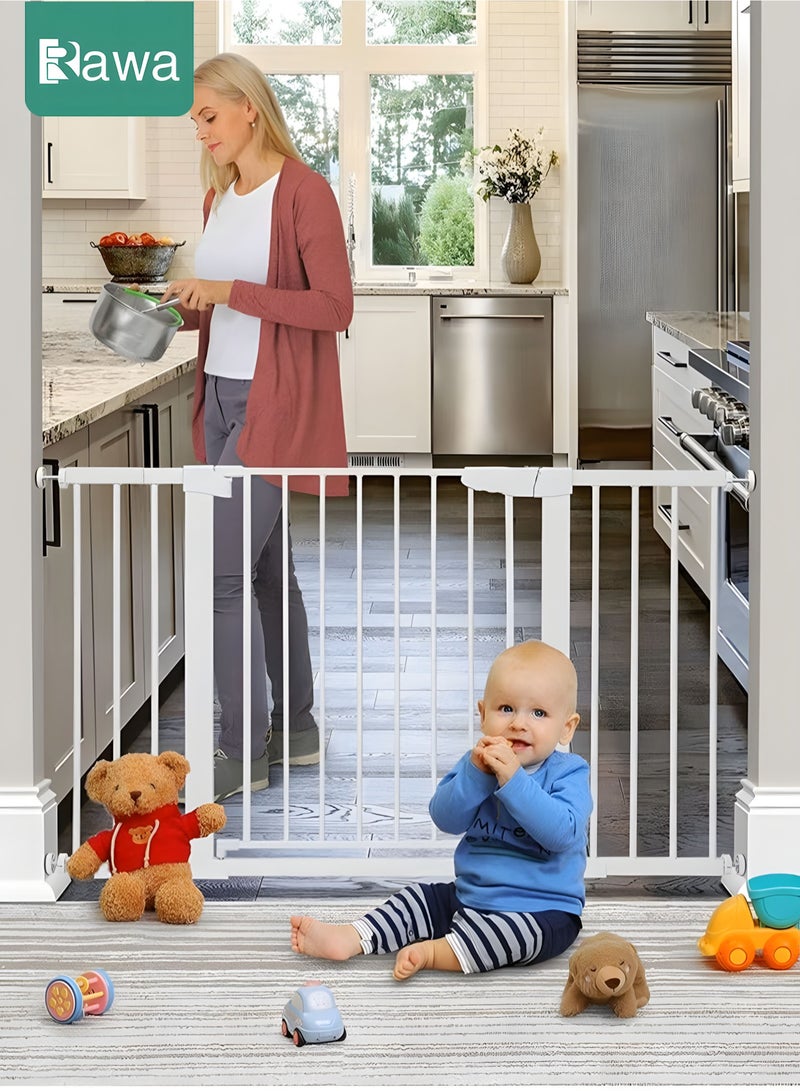 روعة بوابة أمان للأطفال تغلق تلقائيًا بدون حفر، بوابة أمان للأطفال عريضة جدًا 77-82 سم + 20 سم تمديد لبوابة أمان للسلالم 97-102 سم، بوابات أمان داخلية للكلاب وبوابات الحيوانات الأليفة والممرات والسلالم - Image 4